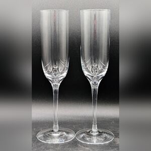 Pair Vintage TIFFANY & Co Crystal Classic 9” Champagne Flutes